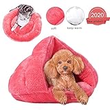 aingycy Cueva de gato pequeña cama para perro cueva autocalentable cama para gatos de forro polar cueva para perros pequeños y gatos (rosa)
