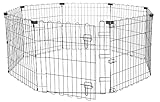Amazon Basics Octogonal, Parque de metal plegable para perros y mascotas de 61 cm, con puerta, Negro