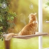 YIQI Hamaca de Gato montada en la Ventana para la Perca del Gato, Cama Colgante para Mascotas con Ventosa cómoda, Duradera, Resistente, Espacio de Almacenamiento (55 x 32 cm)