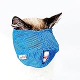 Bozales para Gatos – Bozales de Malla Transpirable Que evitan Que los Gatos muerdan y mastiquen – Anti mordeduras y antimiau (Azul-L)