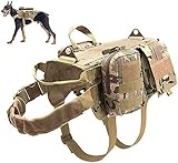 DHGTEP Arnés Militar Táctico para Perros, Chaleco de Servicio para Perros Militares, con Juego de Bolsas y Bolsillos para Cosas Pequeñas para Viajeros (Color : CP, Tamaño : L)