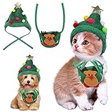 Tensphy Disfraz de Navidad para mascotas, gato o perro, color rojo, talla S