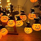 Jsdoin - Guirnalda de luces de calabaza para Halloween, funciona con pilas, decoración de Halloween, 5M, 20 LED para fiestas de Halloween, decoración de festivales