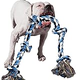 LECHONG - Cuerda de juguete para masticadores agresivos para perros grandes y medianos de 3 pies y 5 nudos, cuerda de algodón indestructible para perros grandes y pequeños, juguete de limpieza de dientes