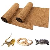 Alfombra de reptil de fibra de coco, paquete de 2 alfombras naturales de reptiles para ropa de cama de sustrato de reptil suministros para dragón barbudo leopardo gecko iguana lagartija serpiente