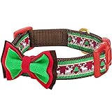 Blueberry Pet Christmas Santa Claus's Reindeer Holiday Season Dog Collar with Bow Tie, Medium
