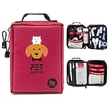 Bolsa de almacenamiento médicos Molle portátil Kit de primeros auxilios para mascotas kit de supervivencia para perros bolsa médica de rescate de emergencia para perros militares (rojo)