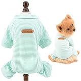 SMALLLEE_LUCKY_STORE Pijama de algodón a rayas para mascotas para perros pequeños, gatos, niño, niña, cachorro, mono para interior con piernas, ropa Yorkie Chihuahua