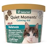 NaturVet Quiet Moments - Ayuda calmante y melatonina para Gatos, 60 Unidades masticables Suaves, Fabricado en Estados Unidos