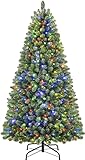 SHareconn Árbol de Navidad Artificial de 180cm con 1018 Puntas de Rama, con 330 Luces Blancas Cálidas & Multicolores y Soporte de Metal Plegable, Montaje Rápido