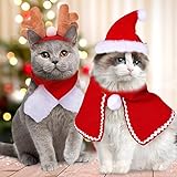 Colmanda Disfraz de Navidad para Mascotas de 4 Piezas, Disfraz de Navidad para Gatos, Disfraz de Navidad para Perros, Gorro de Papá Noel, Ropa para Mascotas para Perros, Gatos, Cachorros, Regalo
