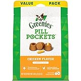 Greenies Pill Pockets - Golosinas Naturales para Perros de tamaño cápsula, Sabor a Pollo, Paquete económico de 15.5 onzas (60 golosinas)