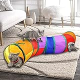 Túnel para Gatos de 2 vías, túnel Plegable para Gatos, Juguete Interactivo Pop up Laberinto casa, túnel de Juego para Gatos, Cachorros, Conejos, Animales pequeños… (2-Way Multicolor)