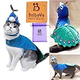 Bro 'bear Pet pavo real disfraz con sombrero para perros y gatos pequeños, color azul